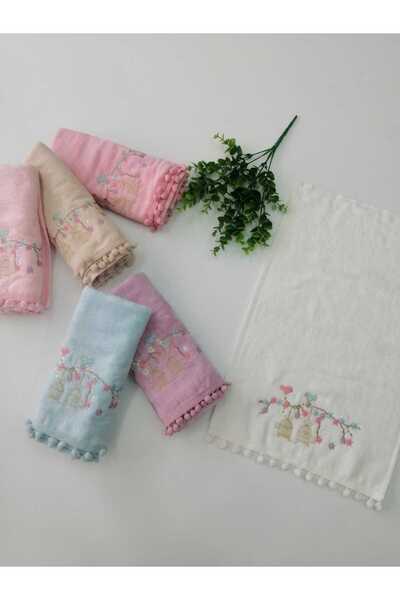 Beğenal 6 lı kadife ponponlu mutfak havlusu