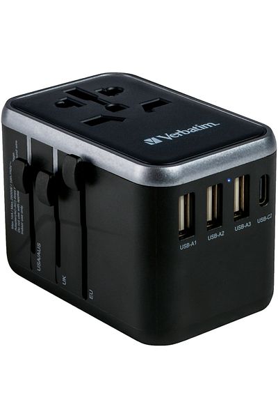 Verbatim Universal Adapter Uta-04, 6-in-1, 1xusb-c, Pd 61w, Qc 3.0, 1xusb-c, 3xusb-a