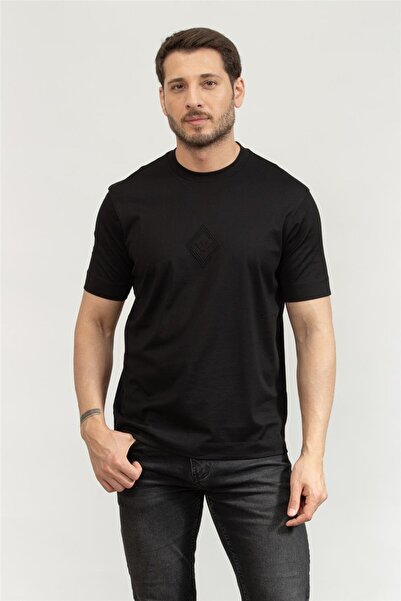 Emporio Armani Tricou negru cu mânecă scurtă cu mânecă scurtă, cu gât rotund,...