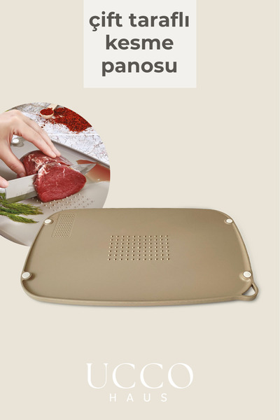 UCCO Çift Taraflı Kaymaz Kesme Panosu | Rendeli, Et, Sebze ve Meyve Pratik Pl...
