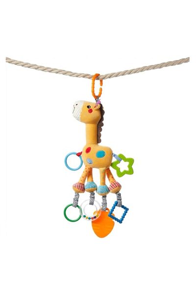 tumama Plush Rattle Toy, Giraffe Model, Silicone Parts for Teething, Tumama®, Orange