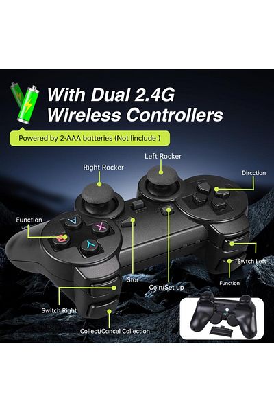 Yelajoy 2.4G Wireless Controller,Plug and Play Video Game,Built in 10000+ Games,4K HDMI Output,64G