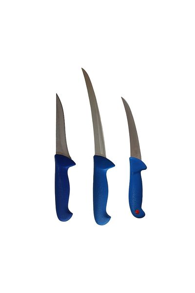 Rovitech Set of 3 professional butcher knives, 1 filleting and slicing knife, 1 slicing knife, 1 boning knife