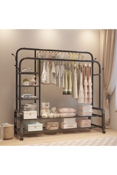 Generic Multi Function Double Pole Clothes Stands & Shoe Racks