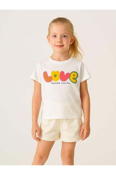 Zekids Girl's Cotton Punch Embroidered Love T-Shirt