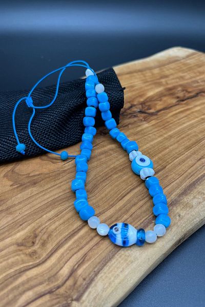 Balzamin Design Basement Blue Handmade Glass Bead Adjustable Necklace with Fish Figure