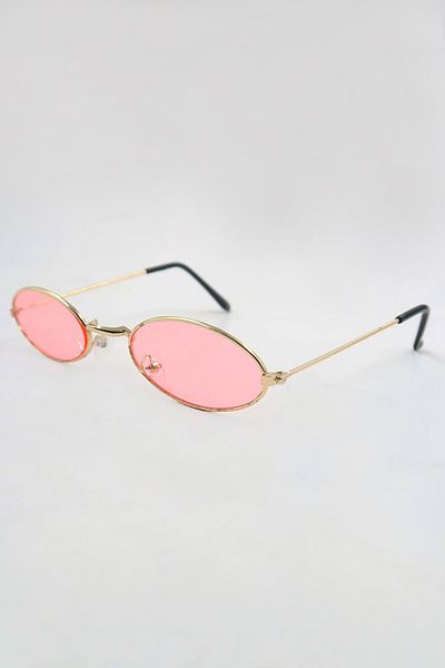 VAGGON Women's Pink Oval Shaped Gold Metal Framed Sunglasses Prmx13868
