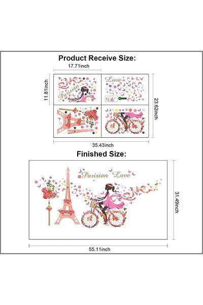 OEM Set of 4 decorative wall stickers, 79.9 x 139. 9 cm, PVC, multicolor