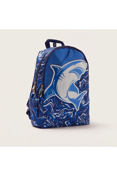 Juniors Shark Print Backpack With Adjustable Shoulder Straps - 18 Inches