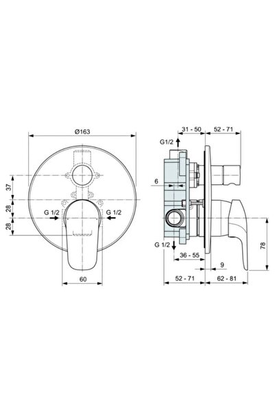 İdeal Standard Ideal Standard Ceraflex Concealed Shower System Set - 2 Ways - Bc447Aa