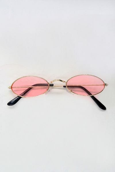VAGGON Women's Pink Oval Shaped Gold Metal Framed Sunglasses Prmx13868