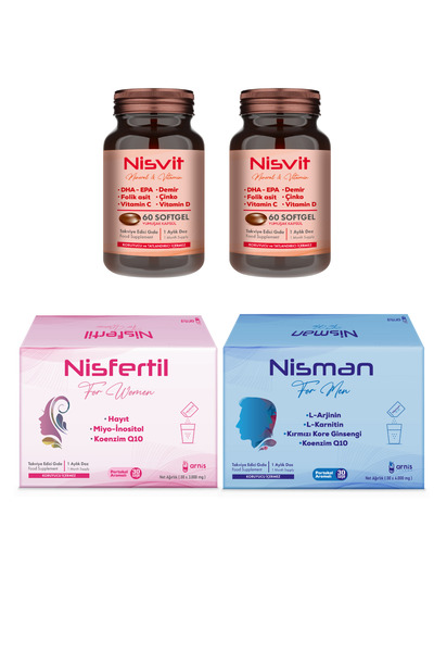 Arnis Pharma Nisfertil Nisman ve 2 Adet Nisvit Paket | Kadın Erkek ve Günlük ...