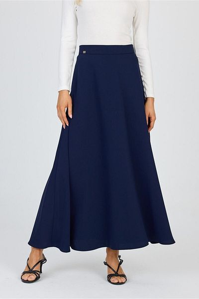 Zühre Navy Blue A-Line Skirt Etk-0162