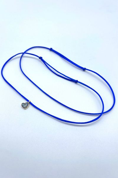 Concept HuBuTU 2 Pieces Zircon Heart Figured Saks Blue Silk Floss Thread Summer Anklet Set