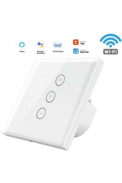 TECHSTAR Întrerupător tactil inteligent ® V2, wireless 2,4 GHz, variator de intensitate, sticlă securizată, design modern, iluminare LED