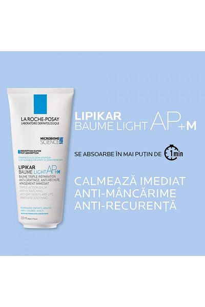 La Roche Posay Balsam cu triplă acțiune împotriva pielii uscate La Roche-Posay Lipikar Baume Light AP+M, Balsam, 200 ml