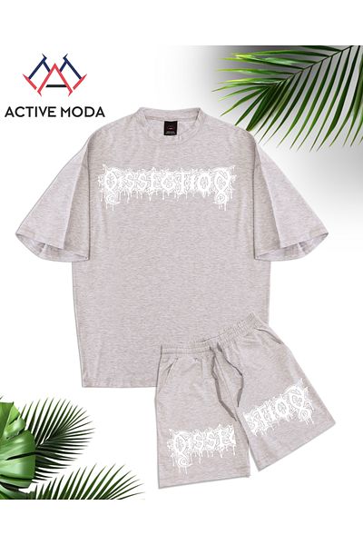 ACTIVE MODA - Men's Short Sleeve Tshirt - Shorts Set Cotton Oversize