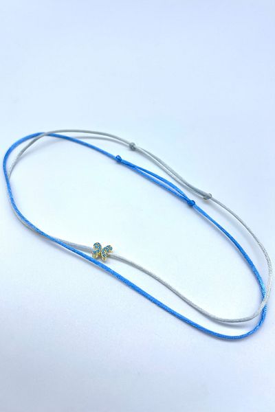 Concept HuBuTU 2 Pieces Zircon Butterfly Figured Blue Gray Silk Floss Thread Summer Anklet Set