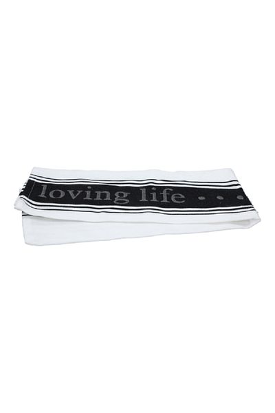 Mukitchen Onyx Soft and Absorbent Striped Cotton Kitchen Towel Black and White 20