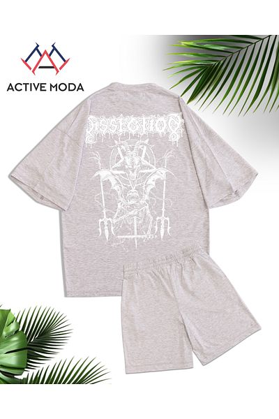 ACTIVE MODA - Men's Short Sleeve Tshirt - Shorts Set Cotton Oversize