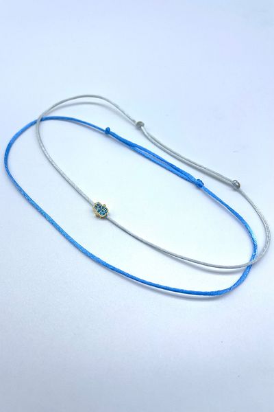 Concept HuBuTU 2 Pieces Zircon Fatma Ana Hamsa Figured Gray Blue Silk Floss Thread Summer Anklet Set
