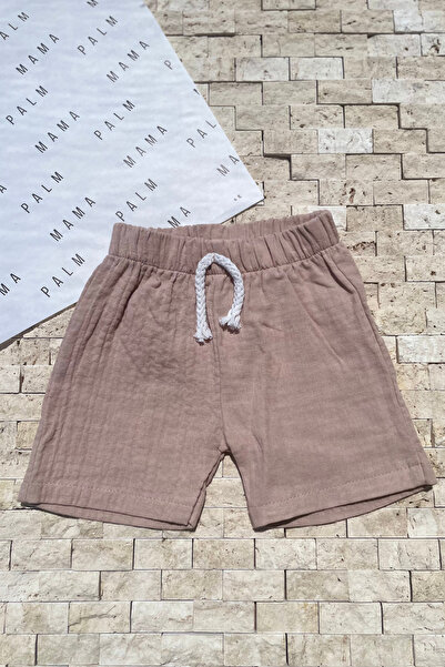 PALMMAMA Muslin Baby Boy 18 Months - 80 cm Earth Color Elasticated Muslin Shorts