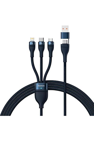 Baseus 100W Multi Charging Cable, Nylon Braided 3 in 1 Charging Cable from USB & USB C to IP/Type C/
