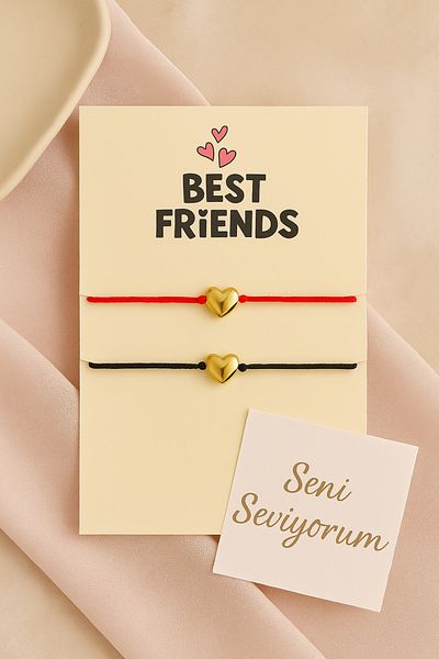 materialist Double Heart Friendship Bracelet - Best Friends Gift Set