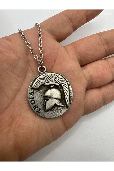 Herşey Nota Legends of Valor – Trojan Gladiator Helmet Unisex Necklace (60 cm Chain)