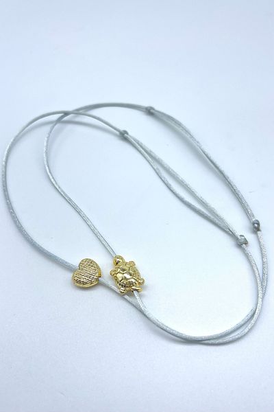 Concept HuBuTU 2 Pieces Turtle Heart Figured Gray Silk Floss Thread Summer Minimal Anklet Set