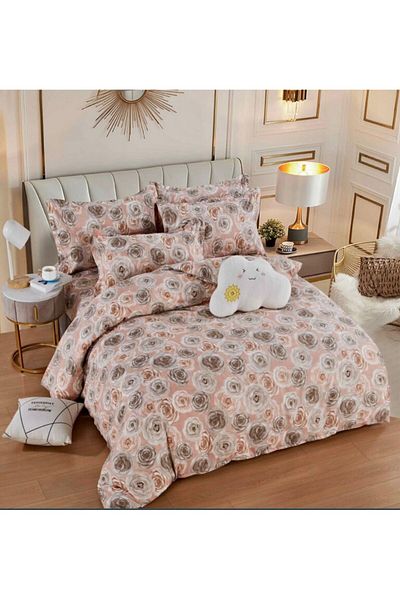 trendyhome Double Bed Linen, 6 Pieces, Fine Cotton, Roses, Multicolor, J244049