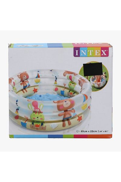 Intex حوض سباحة دائري قابل للنفخ بثلاث حلقات للأطفال - متعدد الألوان، 61 سم × 22 سم (24 بوصة)