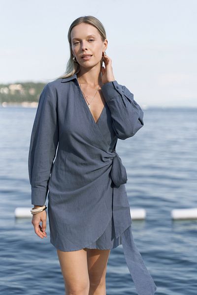 BOHEMAİ Gormelia Tie-Up Indigo Dress