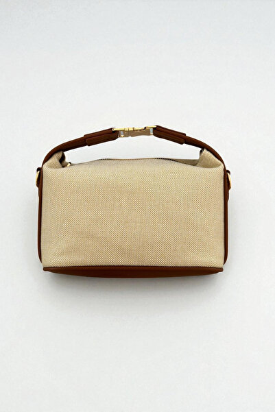 Letrovis حقيبة يد وكتف من القش الكتاني من زيرا بتفاصيل كريمية وتابا