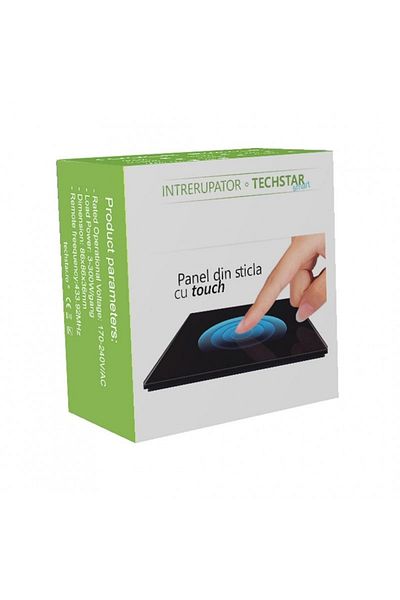 TECHSTAR ® Smart Touch Switch, Wireless 2.4ghz, Tempered Glass, Modern Design, Led Lighting, 2 Phases