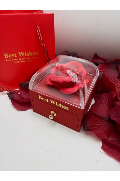 merraaksesuar Kolye Kutusu Çekmeceli Kırmızı Gül Kokulu
