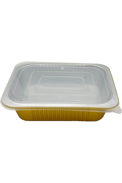 Ideal Pack 1800 ml Golden Aluminium Rectangular Food Container with Lid – 1 Pc