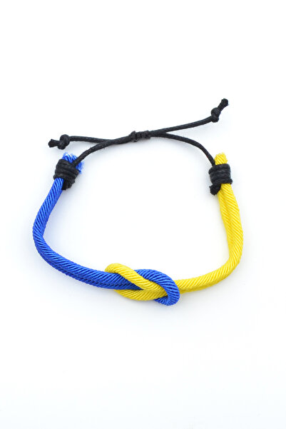 Bu Farklı Yellow Navy Blue Fan Macrame Rope Bracelet - Adjustable Bracelet - Women's Men's Bracelet