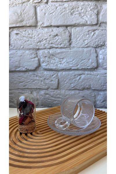 ARİN MODA Set of 6 Glass Striped Turkish Coffee Cup by Arin Homteks