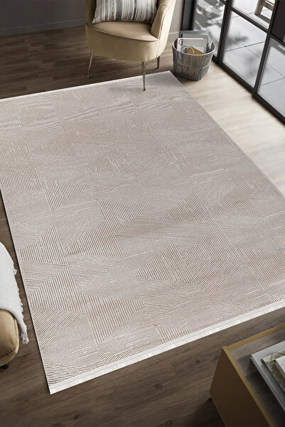 KREASYON HALI Akasya AK013 Krem Uzun Ömürlü Yumuşak Dokulu Salon Mutfak Koridor Oturma Odası Yolluk Halı