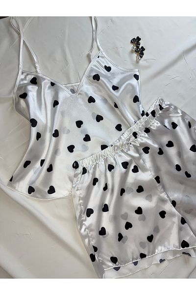ROZENİN LINGERIE Adjustable Strap Satin Pajama Set