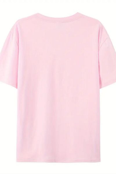 Tarz Cool Καπνιστό λευκό ροζ μπλουζάκι 3 τεμαχίων Basic Crew Neck