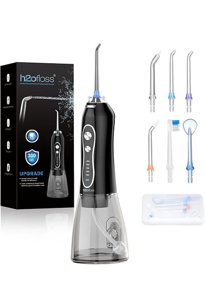 h2ofloss Water Dental Flosser Teeth Pick -Portable Oral Irrigator with 5 Modes, Rechargeable IPX7 Wa