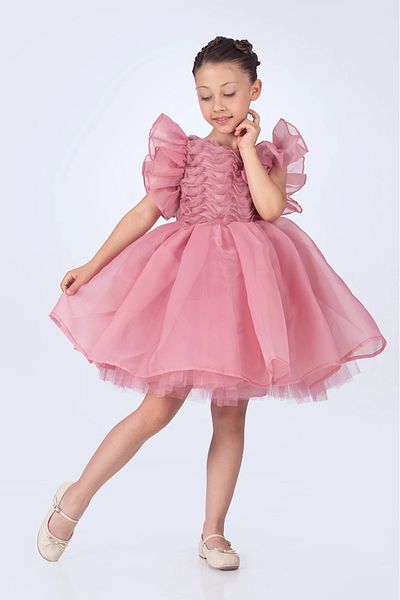 vestitino 3D Rose Detailed Girl's Dress
