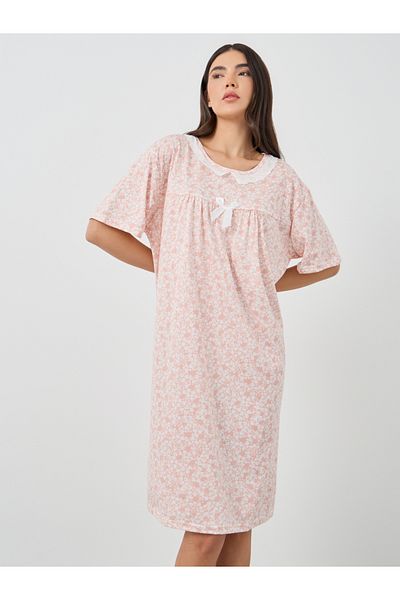 Styli Ditsy Floral Print Short Sleeve Nightdress