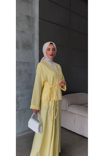 nizzell Women's Mango New Season Tied Comfortable Cut Double Set - Casual, Hijab, Stylish and Modern Combination