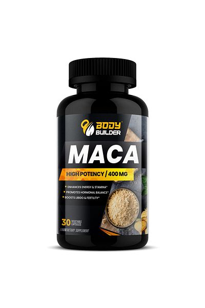 Body Builder Maca 400mg, High Potency, 30 Caps, 30 Servings