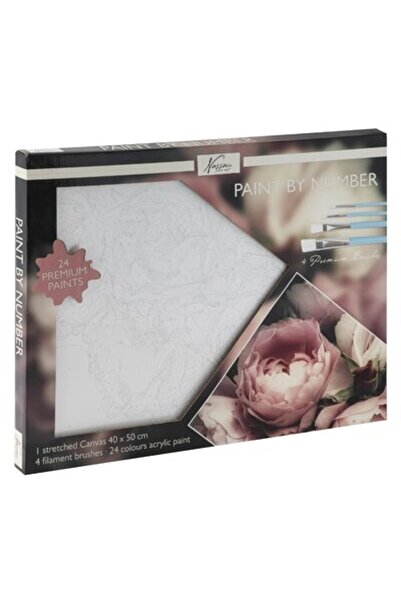 Nassau fine art Pictură după numere Flori, 40x50cm, 24 culori, 4 pensule