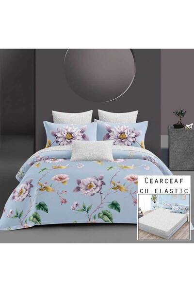 OEM Lenjerie Bumbac Satinat, Pucioasa, 2 Persoane, Pat Dublu, Cearceaf cu ela...