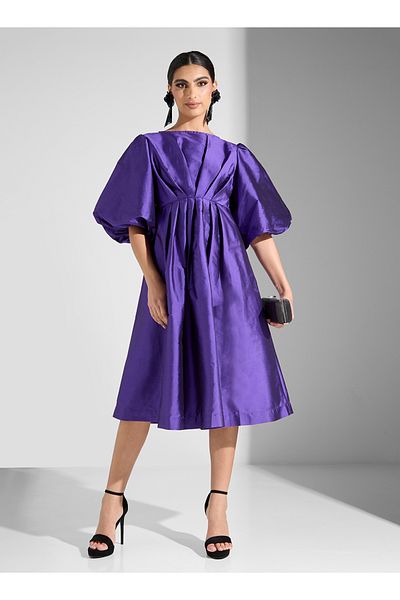 Sinoir Ruffle Sleeve Taffeta Dress